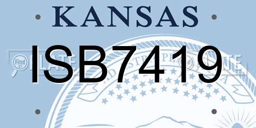 ISB7419 Kansas License Plate