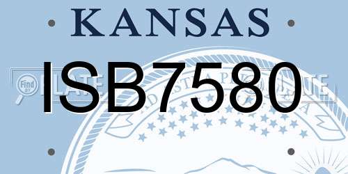 ISB7580 Kansas License Plate