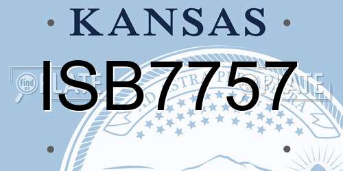 ISB7757 Kansas License Plate