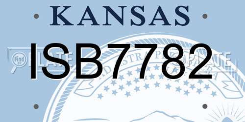 ISB7782 Kansas License Plate