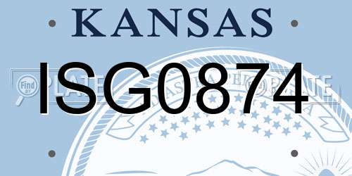 ISG0874 Kansas License Plate