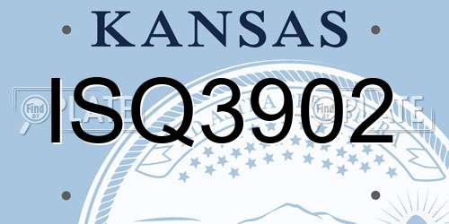 ISQ3902 Kansas License Plate
