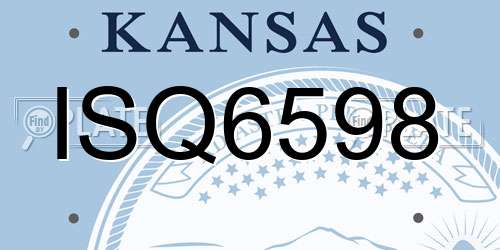 ISQ6598 Kansas License Plate