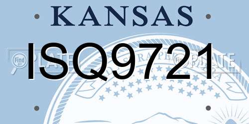 ISQ9721 Kansas License Plate