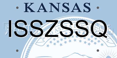 ISSZSSQ Kansas License Plate