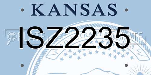 ISZ2235 Kansas License Plate