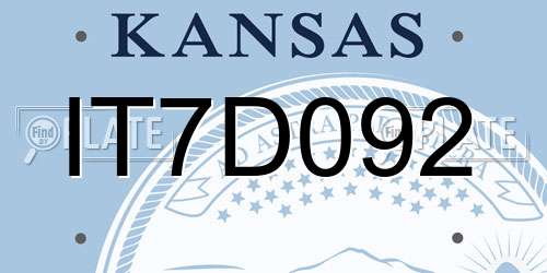 IT7D092 Kansas License Plate