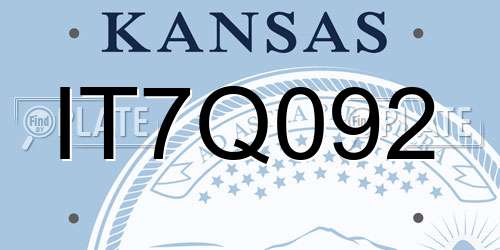 IT7Q092 Kansas License Plate