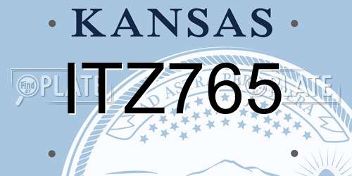 ITZ765 Kansas License Plate