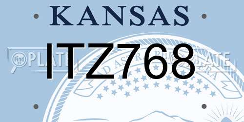 ITZ768 Kansas License Plate