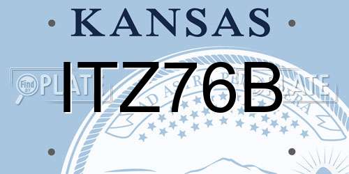 ITZ76B Kansas License Plate