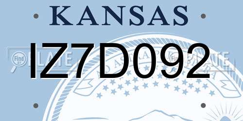 IZ7D092 Kansas License Plate