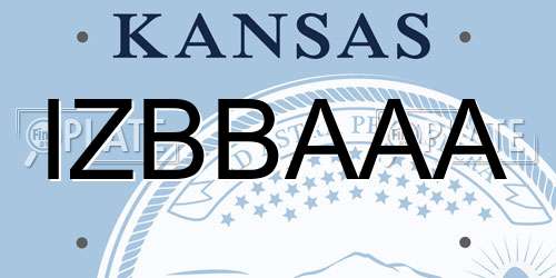 IZBBAAA Kansas License Plate