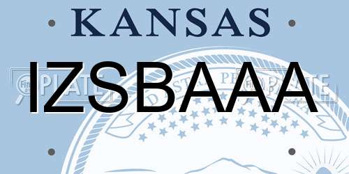 IZSBAAA Kansas License Plate
