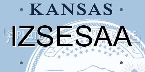 IZSESAA Kansas License Plate