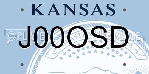J00OSD Kansas License Plate