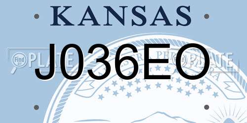 J036EO Kansas License Plate