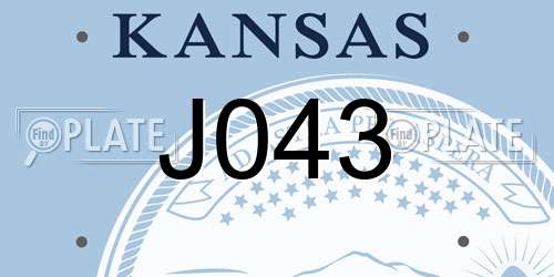 J043 Kansas License Plate