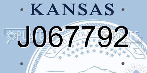 J067792 Kansas License Plate