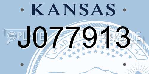 J077913 Kansas License Plate