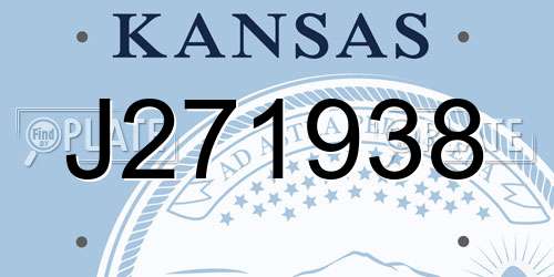 J271938 Kansas License Plate