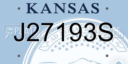 J27193S Kansas License Plate