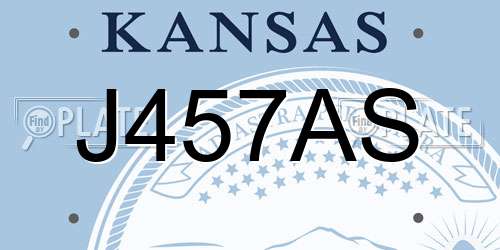 J457AS Kansas License Plate