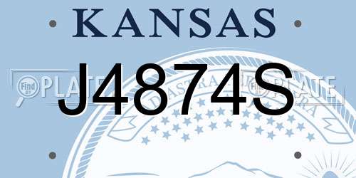 J4874S Kansas License Plate
