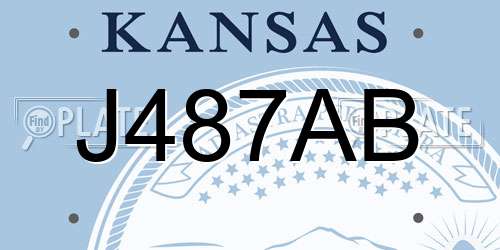 J487AB Kansas License Plate