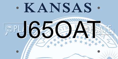 J65OAT Kansas License Plate