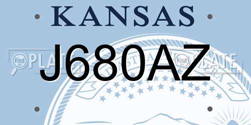 J680AZ Kansas License Plate