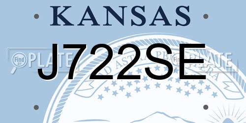 J722SE Kansas License Plate