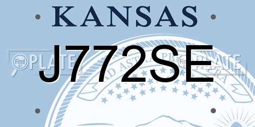 J772SE Kansas License Plate