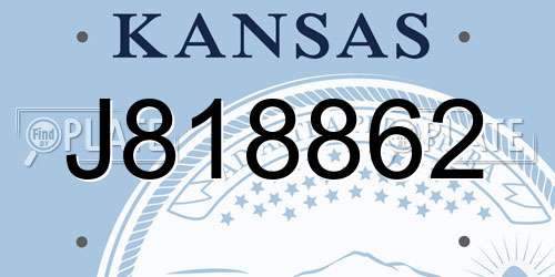 J818862 Kansas License Plate