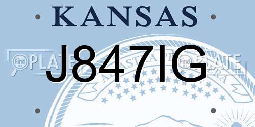 J847IG Kansas License Plate