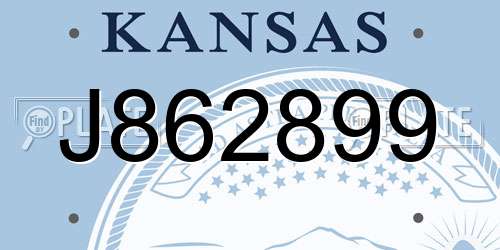 J862899 Kansas License Plate