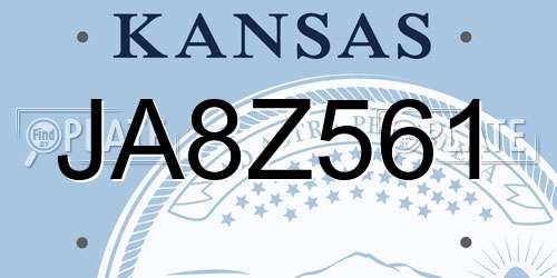 JA8Z561 Kansas License Plate