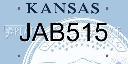 JAB515 Kansas License Plate
