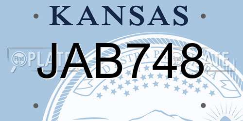 JAB748 Kansas License Plate