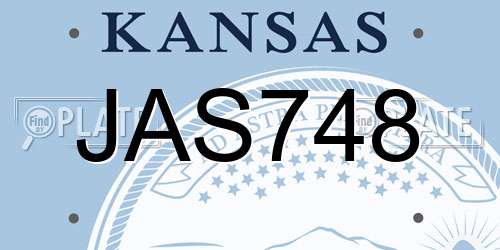 JAS748 Kansas License Plate