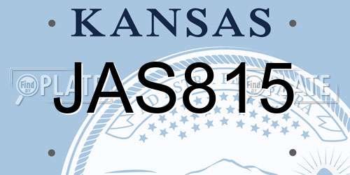 JAS815 Kansas License Plate
