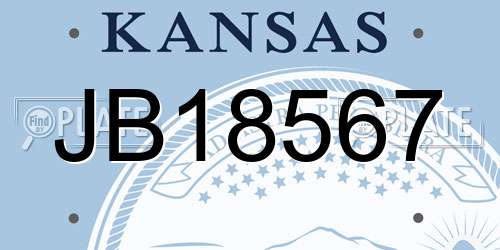 JB18567 Kansas License Plate