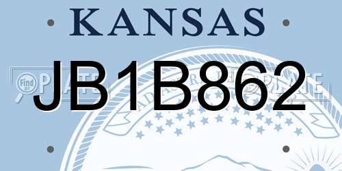 JB1B862 Kansas License Plate