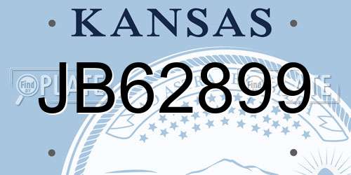 JB62899 Kansas License Plate