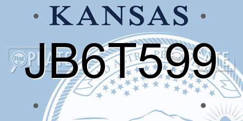 JB6T599 Kansas License Plate