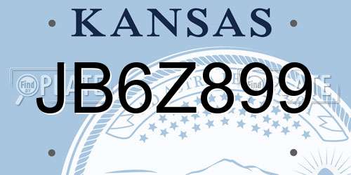 JB6Z899 Kansas License Plate