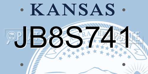 JB8S741 Kansas License Plate