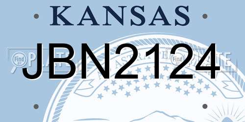 JBN2124 Kansas License Plate