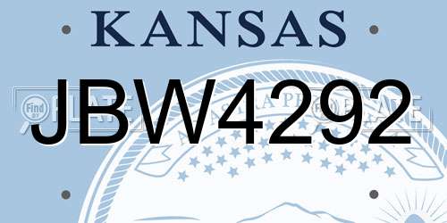 JBW4292 Kansas License Plate