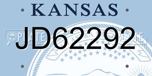 JD62292 Kansas License Plate